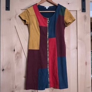 Cato Vintage Faux Suede Patchwork Dress